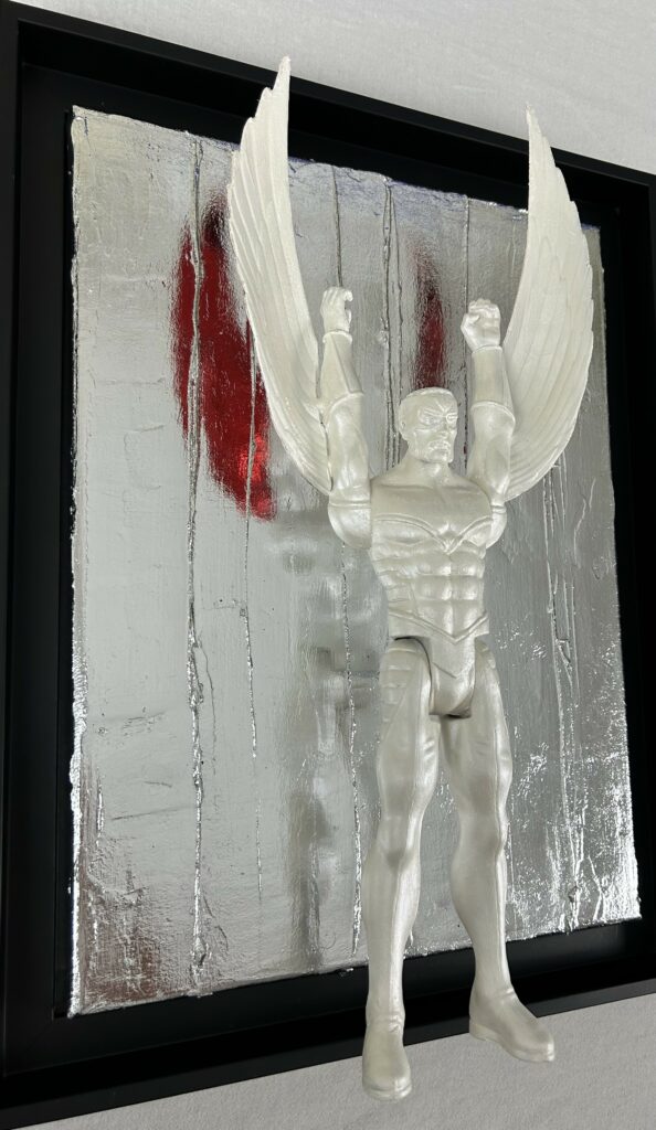 winged superhero sculpture inspired by Falcon from Avengers