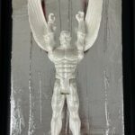 winged superhero sculpture inspired by Falcon from Avengers