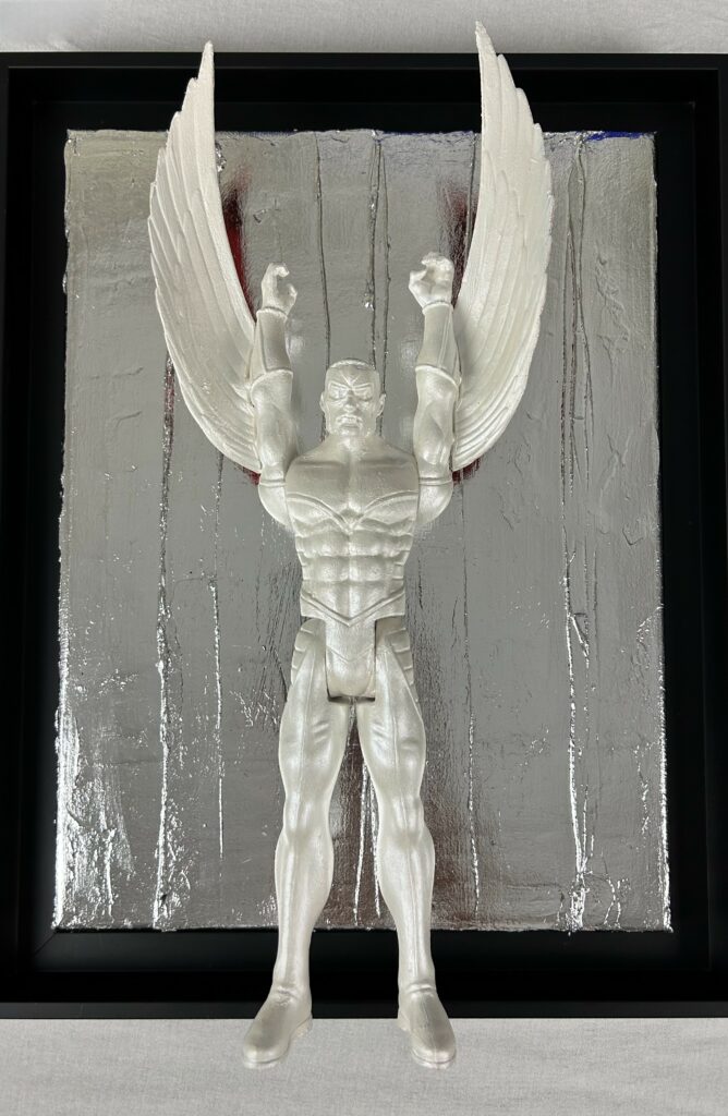 winged superhero sculpture inspired by Falcon from Avengers