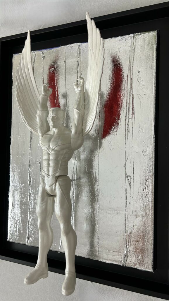 winged superhero sculpture inspired by Falcon from Avengers